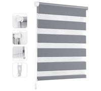 Sekey Doppia tenda a rullo, fissaggio senza fori, per finestre, doppia tenda a rullo, larghezza 65 cm, protezione solare, 65 x 130 cm, grigio