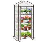 Sekey Mini serra per pomodori con 4 ripiani, pellicola per piccoli pomodori, balcone, giardino, piccola serra in pellicola, stabile, 160 x 70 x 50 cm, colore: bianco/verde