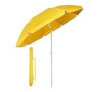 Sekey® Ombrellone Ø 160 cm Tondo Ombrello Parasole da Esterno da Giardino da Spiaggia Giallo Protezione solare UV20+