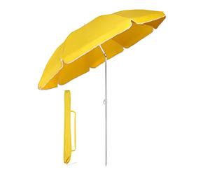 Sekey® Ombrellone Ø 160 cm Tondo Ombrello Parasole da Esterno da Giardino da Spiaggia Giallo Protezione solare UV20+