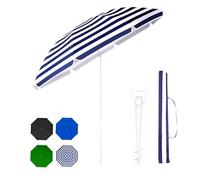 Sekey Ombrellone da 160 cm, certificato GRS, per giardino, terrazza e spiaggia, regolabile in altezza e inclinabile con UPF50+, poliestere riciclato impermeabile, resistente al vento con 8 montanti