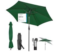 Sekey Ombrellone da 270 cm, con manovella e ribaltabile per auto, per terrazza, balcone e giardino, resistente al vento, stabile UPF 50+, verde, rotondo