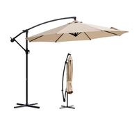 Sekey Ombrellone da giardino in alluminio, 300 cm, con manovella, con manovella, protezione solare UV50+, robusto e stabile per il giardino, tortora