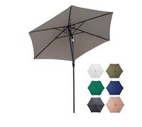 Sekey® Ombrellone in Ombrello Parasole da Esterno da Giardino Ø 270 cm Protezione Solare UV50+ Tortora