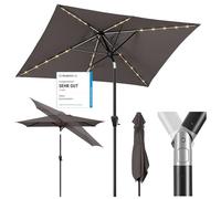 Sekey Parasole in Alluminio Solare con LED 210x140 cm per Balcone & Giardino - UV50+ Rettangolare, Pannello Solare 50W & Sistema a Manovella (GRS Riciclato)