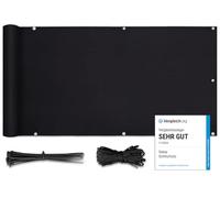 Sekey Recinzione Copertura per Balcone Protezione della Privacy Schermo in Polyster Opaco, per Balcone Giardino terrazza, con Occhielli Corde e Fascetta, 0.9×4m Nero