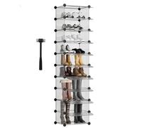 Sekey Scarpiera a 10 ripiani, scarpiera salvaspazio, in plastica, per corridoio, camera da letto, ingresso, spogliatoio, 43 x 31 x 173 cm, bianco e trasparente