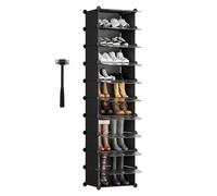 Sekey Scarpiera a 10 ripiani, scarpiera salvaspazio, in plastica, per corridoio, camera da letto, ingresso, spogliatoio, 43 x 31 x 173 cm, nero e trasparente