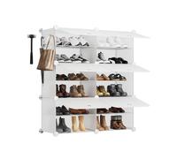 Sekey Scarpiera Modulare 6 Scomparti in PP - Auto-Montaggio con Martello - Armadio Scarpe Famiglia (84x31x92cm) - Bianco, Capienza 24 Paia