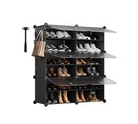 Sekey Scarpiera Modulare 6 Scomparti in PP - Auto-Montaggio con Martello - Armadio Scarpe Famiglia (84x31x92cm) - Nero, Capienza 24 Paia