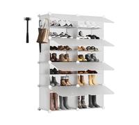 Sekey Scarpiera Modulare 8 Scomparti in PP - Auto-Montaggio con Martello - Armadio Scarpe Famiglia (84x31x122cm) - Bianco, Capienza 32 Paia