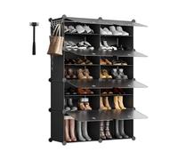 Sekey Scarpiera Modulare 8 Scomparti in PP - Auto-Montaggio con Martello - Armadio Scarpe Famiglia (84x31x122cm) - Nero, Capienza 32 Paia