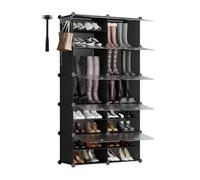 Sekey Scarpiera XXL 10 Scomparti PP - Autocostruzione con Martello - Armadio Familiare Grande (84x31x152cm) - Capienza Massima 40 Paia, Nero