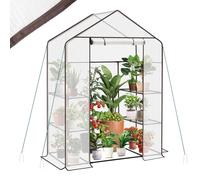 Sekey Serra 200 x 145 x 75 cm, stabile serra con 4 ripiani per una crescita ottimale delle piante, bianco, XL