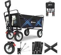 Sekey StarkX 3114 - Carrello pieghevole in gomma, 200 kg, adatto per fuoristrada, pieghevole, per spiaggia, campeggio, bambini, ultraleggero, in gomma piena, 100 l, colore: nero scuro