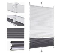 Sekey Tenda plissettata doppia tenda Day+Night oscurante senza fori, protezione dalla luce, fissaggio a morsetto, 80 x 200 cm, bianco e grigio