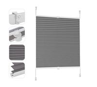 Sekey Tenda plissettata senza fori, oscurante per finestra, Klemmfix, larghezza 70 cm, tesa, opaca, protezione solare per finestre, 70 x 120 cm, grigio