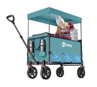 Sekey XXL Carrello Spiaggia con Tetto 150L 150KG, Carrello Pieghevole per Bambini, Carrelli Pieghevole con Ruote con Protezione Solare per Spiaggia Campeggio SE 4018, Verde