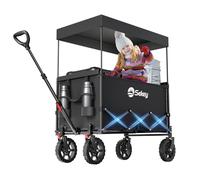 Sekey XXL Carrello Spiaggia con Tetto 150L 150KG, Carrello Pieghevole per Bambini, Carrello Pieghevole con Ruote con Protezione Solare per Spiaggia Campeggio SE 4018, Nero