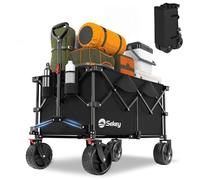 Sekey XXL Plus Carrello Spiaggia con Freni 200L 150KG, Carrello Pieghevole Ruote Grandi Extra 17x10 cm Tutti i Terreni, Brevettato Pieghevole da QUATTRO Direzioni SE4011, Nero Profondo