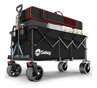 Sekey XXXL Carrello Spiaggia Ruote Grandi 300L 200KG, Carrello Pieghevole con Ruote Extra Larghe 17x10 cm a Tutti i Terreni, Brevettato Pieghevole da QUATTRO Direzioni SE4013, Nero
