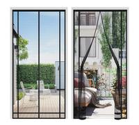 Sekey Zanzariera Magnetica Porta Finestra Tagliabile - Cinghie a Clip Cucite Doppio Lato| Senza Traforare| Nastro Velcro 4cm in Cima, Insetti Protezione per Balcone/Terrazza/Camera, 100x210cm, Nero