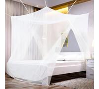 Sekey Zanzariera per letto singolo/Doppio, Kit completo per la sospensione, facile e veloce da installare (220x200x200cm per letto Doppio -due aperture)