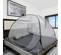 Sekey Zanzariere Pop-up per Letti Matrimoniali, Cerniere a Doppia Porta Zanzariere Portatili da Viaggio per Protezione Dagli Insetti, 200x180x145cm, Bianco