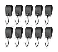Sekfpnk 10 ganci a S neri con passante in pelle, ganci appendiabiti in metallo, 12,5 x 3 cm, ganci S per armadi, grucce, campeggio e bagno
