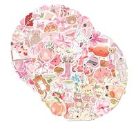 Sekfpnk 100 adesivi retrò rosa esthetic, impermeabili e autoadesivi, adesivi pastello carini, adatti per progetti fai da te, possono essere utilizzati su custodie per cellulari, bottiglie d'acqua