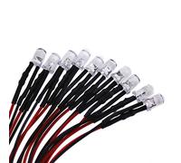 SeKi 10 LED da 5 mm, 12 Volt, cavo di collegamento e resistenza integrata.
