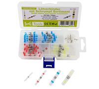 SeKi 17401 - Connettori per saldatura con termoretrazione, 100 pezzi, 4 diverse dimensioni con stagno per saldatura nel tubo termoretraibile da 0,25 a 6,0 mm², connettori termoretraibili