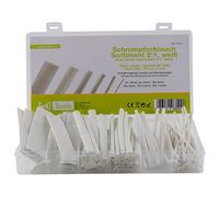 SeKi 17410 Assortimento di Tubi termoretraibili, Colore Bianco, 80 Pezzi, in 6 Misure (30 x 1, 10 x 2,5 mm, 20 x 4 mm, 10 x 6 mm, 6 x 10 mm, 4 x 13 mm) ciascuno 10 cm di Lunghezza