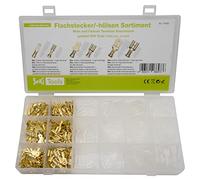 SeKi 17420-600 manicotti piatti da 2,8 mm, 4,8 mm e 6,3 mm, connettori piatti maschio + femmina, con beccuccio, assortimento di connettori di protezione, senza