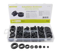 SeKi 17473 - Bocchette per cavi, 180 pezzi, in gomma, colore: Nero