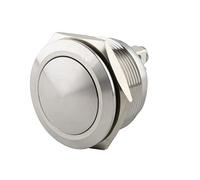 SeKi 19182 - Pulsante a pressione in acciaio inox, Ø 25 mm, a forma di testa curva, attacco a vite; campanello