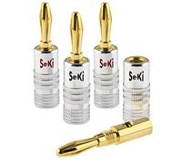 SeKi 4 connettori a banana placcati in oro 24 K per cavo altoparlante fino a 6 mm² con codifica colore (rosso e nero) per il collegamento del cavo a impianti HiFi, amplificatori, ricevitori AV,