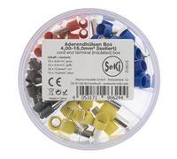 SeKi 313612 Assortimento di capicorda isolati, 100 Pezzi, 4,0-16,0 mm² (50 x 4, 20 x 6, 20 x 10, 10 x 16,0 mm, Grigio, Giallo, Rosso, Blu