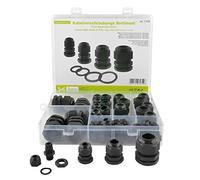 SeKi Assortimento di pressacavi, 40 pezzi, M12, M16, M25 e M25, nero, con controdado e anello di tenuta; IP68 impermeabile in plastica Cable Gland