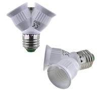 SeKi - Attacco E27 su 2 x attacco E27 adattatore per attacco lampada; adattatore lampada per lampadine alogene a LED e risparmio energetico, 312134, bianco