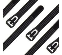 SeKi Fascette per cavi riutilizzabili 200 mm x 4,8 mm nero - 100 pezzi - Fascette riutilizzabili in nylon PA66 - Resistente ai raggi UV - Fascette per la gestione dei cavi, giardino, officina e casa