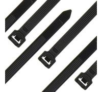 SeKi Fascette stringicavo - 100 pezzi - Nero 200 x 7,6 mm Resistente agli strappi fino a 58,9 kg - Nylon PA6.6 - Autobloccanti - Set di fascette per gestione cavi, casa, officina e industria