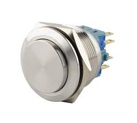 SeKi Interruttore a pressione in acciaio inox, Ø 25 mm, forma della testa in attesa, con occhielli per saldatura, connettore piatto 0,5 x 2,8