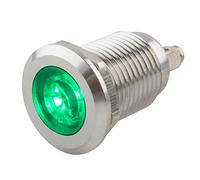 SeKi Lampada di controllo LED da 12 mm, verde, 6 - 24 V; in acciaio inox V2A, indicatore luminoso - indicatore luminoso, indicatore di funzionamento