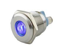 SeKi Lampada di controllo LED da 16 mm in blu, 6 - 24 V; in acciaio inox V2A, indicatore luminoso - indicatore luminoso, indicatore di funzionamento