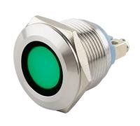 SeKi Lampada di controllo LED da 19 mm, verde, 6 - 24 V, in acciaio inox V2A, indicatore luminoso - indicatore luminoso di direzione, indicatore di funzionamento Ø 19 mm