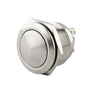 SeKi Pulsante a pressione in acciaio inox, Ø 22 mm, a forma di testa curva, occhielli per saldatura, connettore piatto 0,5 x 2,8, pulsante campanello