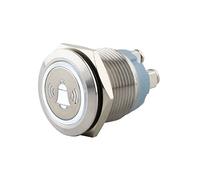 SeKi Pulsante a pressione in acciaio inox, diametro 19 mm, forma della testa piatta, simbolo della campana illuminato a colori, connettore a vite, pulsante per campanello