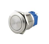 SeKi Pulsante in acciaio inox, diametro 16 mm, forma piatta con asole saldate/connettore piatto 0,5 x 2,8 mm; pulsante campanello