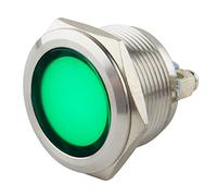 SeKi Spia di controllo LED da 22 mm, verde, 6 - 24 V, in acciaio inox V2A, indicatore luminoso di direzione, indicatore di funzionamento